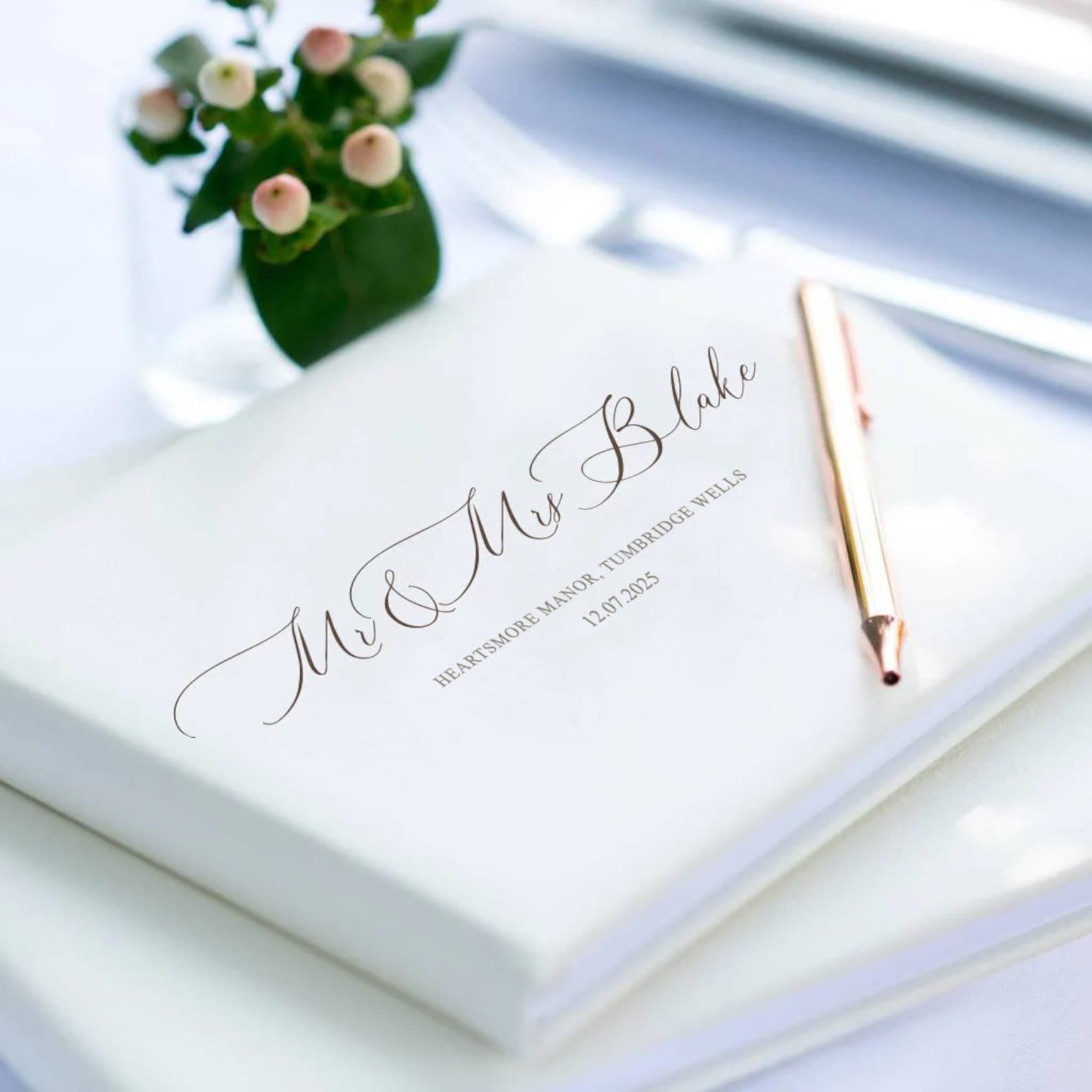 Personalised Faux Leather Wedding Guest Book