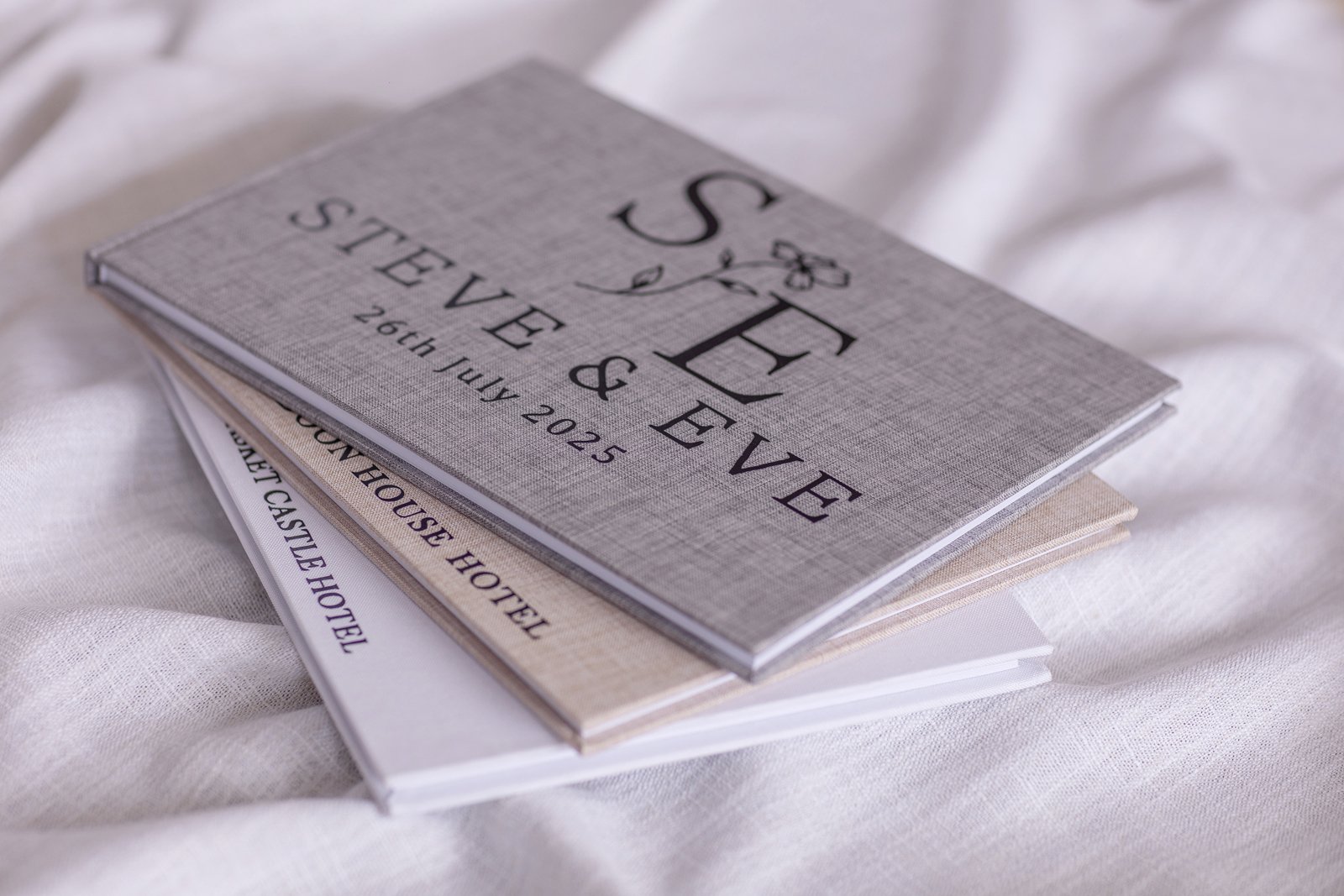 Linen Cover Guestbook with Personalised Text
